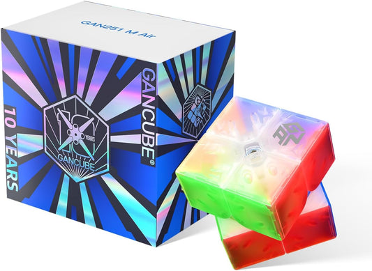 GAN 251 M Air 10th Anniversary Special Edition, 2x2 Speed Cube Magnetic Mini Brain Teaser 42 Magnets Puzzle Fidget Toy for Kids Adults