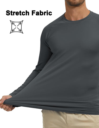 Men's Thermal Shirts Long Sleeve Fleece Lined Crew Neck Base Layer Athletic Workout Tops
