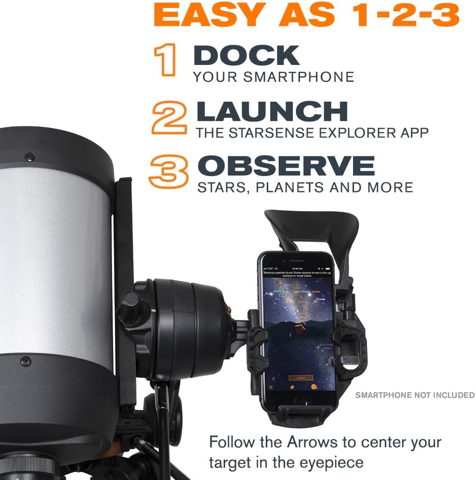 Celestron StarSense Explorer DX 130AZ App-Enabled Telescope – 130mm Newtonian Reflector with Smartphone Dock & StarSense App – iPhone & Android Compatible – Easy-to-Use for Beginners