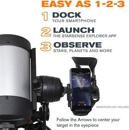 Celestron StarSense Explorer DX 130AZ App-Enabled Telescope – 130mm Newtonian Reflector with Smartphone Dock & StarSense App – iPhone & Android Compatible – Easy-to-Use for Beginners