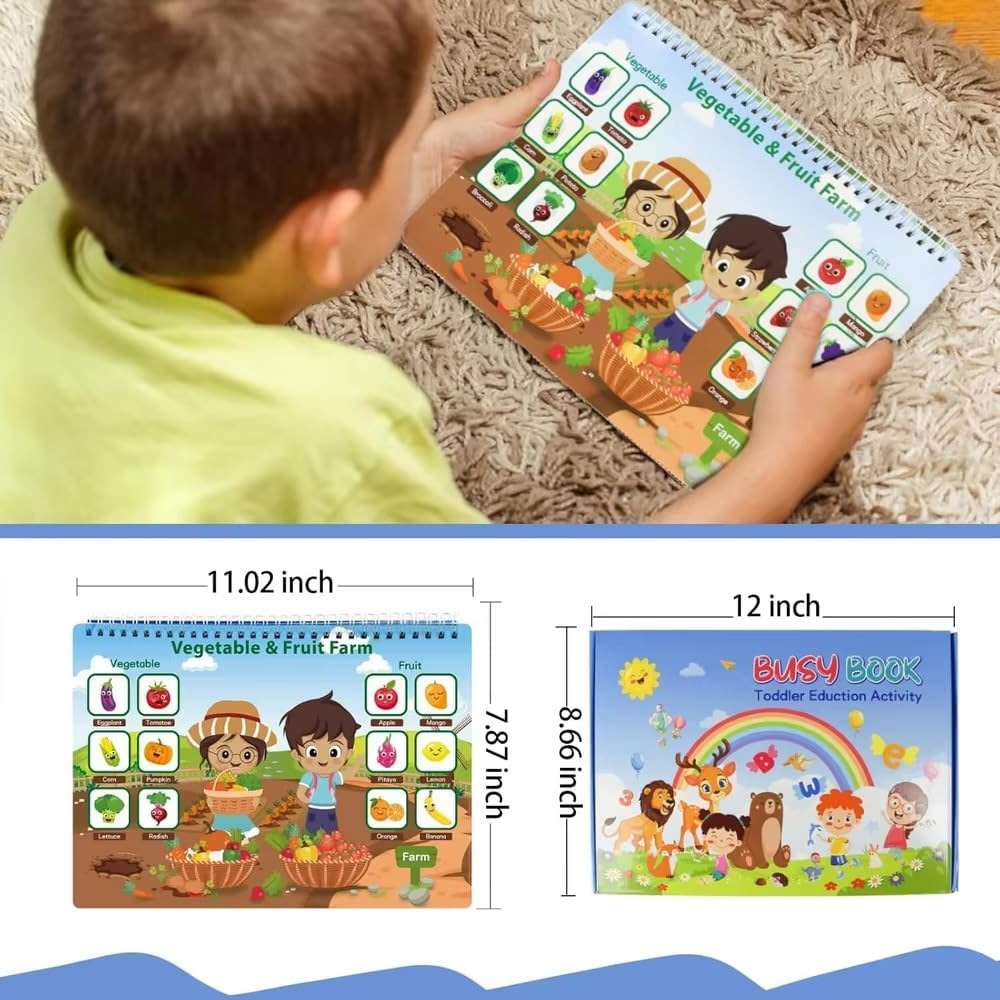 Busy Book for Toddlers 3-5, Travel Busy Book Preschool Learning Activities,Birthday Gifts for Boys Toddlers, Travel Toys for Airplane Car for Kids Ages 4-8, Autism Sensory Travel Toys