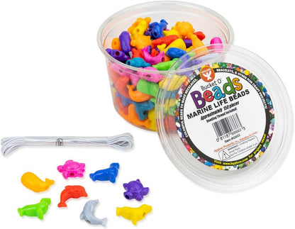 Hygloss Animal Shaped Beads 50 Pcs Plastic Zoo Safari Animal Pony Bead Charms - Colorful Craft Beads - for Kids DIY Craft Jewelry Making Necklace Bracelet Supplies, Resealable Container