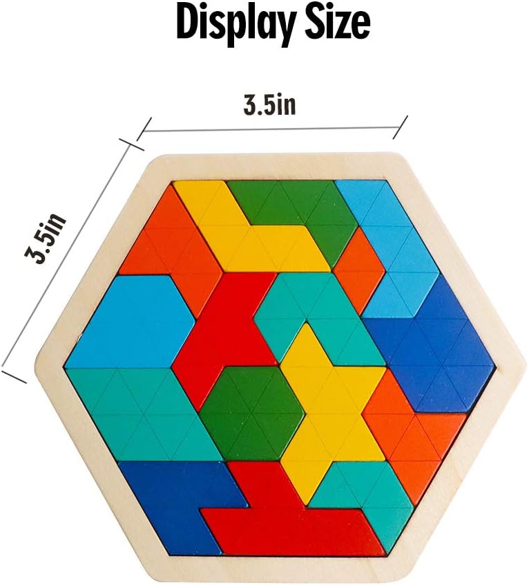 Skrtuan 5 Pack Wooden Puzzles Set - STEM Montessori Educational Board Games and Logic Traning Brain Teaser Geometric Shapes Tangram Puzzle Games for Kids Ages 3+