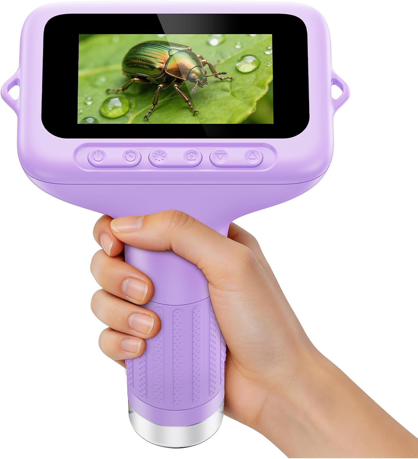 1000X Handheld Digital Kids Microscope with 3.0" IPS Screen, USB-Powered STEM Educational Science Toy with 8 LED Lights & Photo/Video Capture, Portable Learning Gift for Boys & Girls(White)