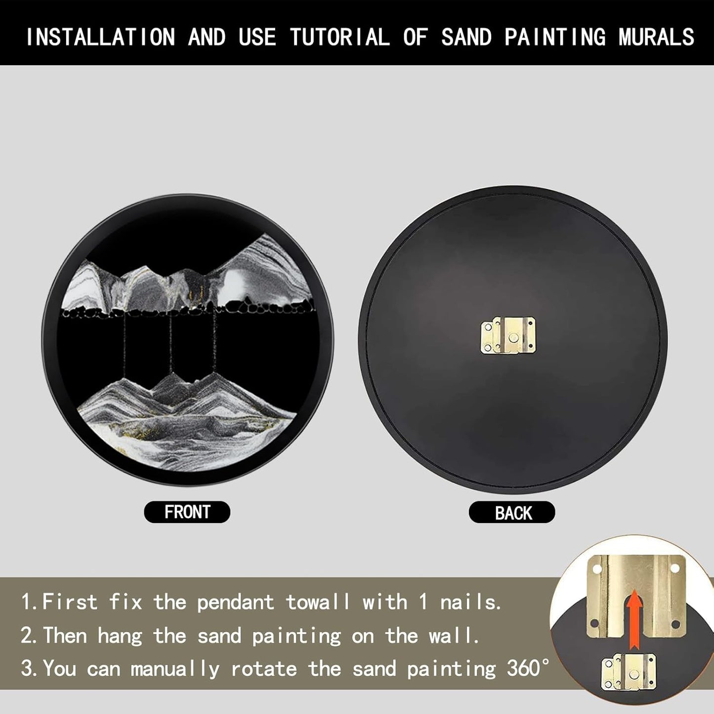 17.3" Moving Sand Art, 3D Sand Art Pictures Deep Sea Sandscape Living Room Decoration, 360° Rotate, Glass Crafts Solid Wood Frame, Relaxing Mood Home Office Work Wall Art Decor