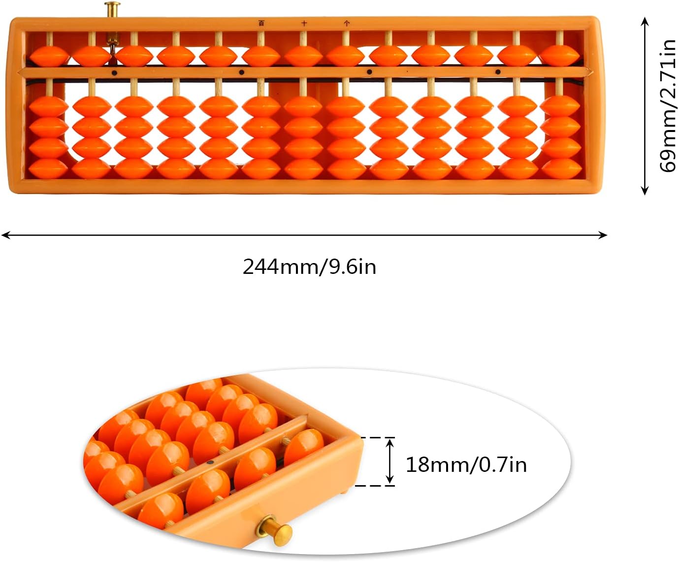 Larcele Bead Arithmetic Counting Abacus with Reset Button,13 Column SP-02 (Black 2)