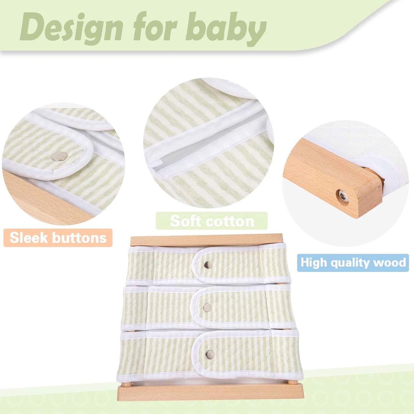 Montessori Wooden Toys for Dressing Learning Board Learning Basic Dressing Skills - Buttons, Snaps, Zippers, Belt Buckles & Hook-and-Loop Fastener Toys for 1 2 3 Year Old Toddlers Sensory Toy Gifts