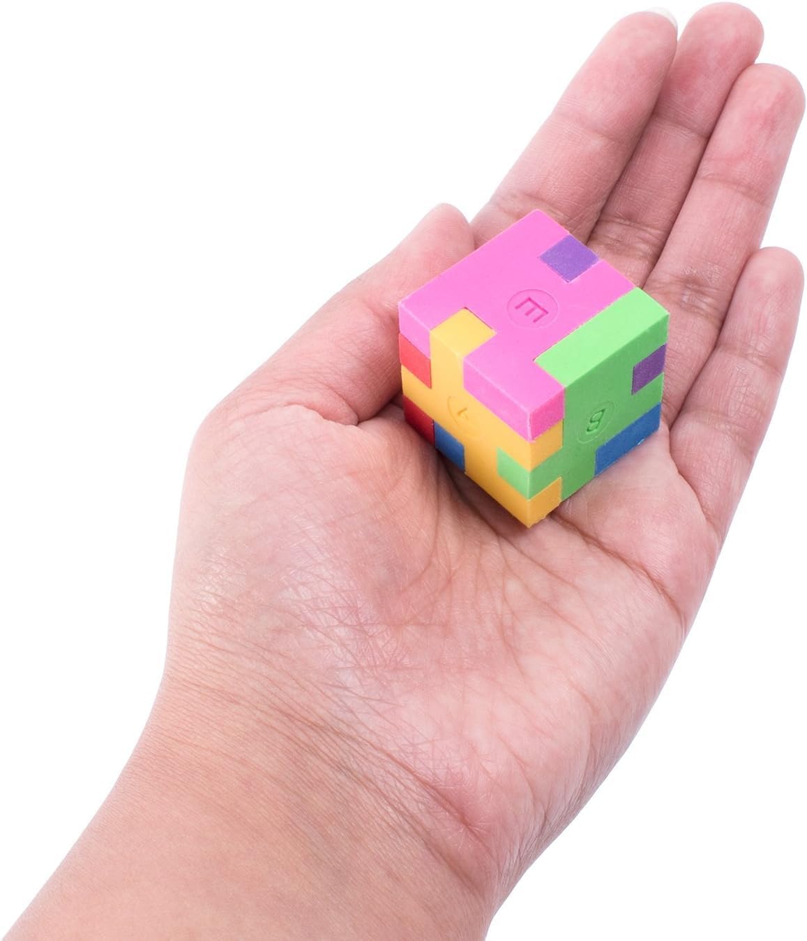 The Dreidel Company Colorful Puzzle Cube Eraser, Miniature Pencil Erasers, School Supplies, Brain Teasers Party Favor (12-Pack)