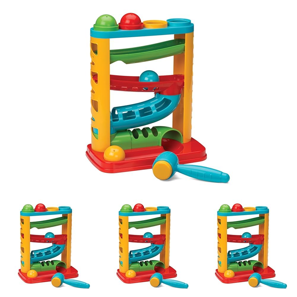 Infantino Bop & Drop Ball Tower - STEAM Educational Play, Hand-Eye Coordination Skills, and Cause and Effect Play for Babies & Toddlers, 12M+