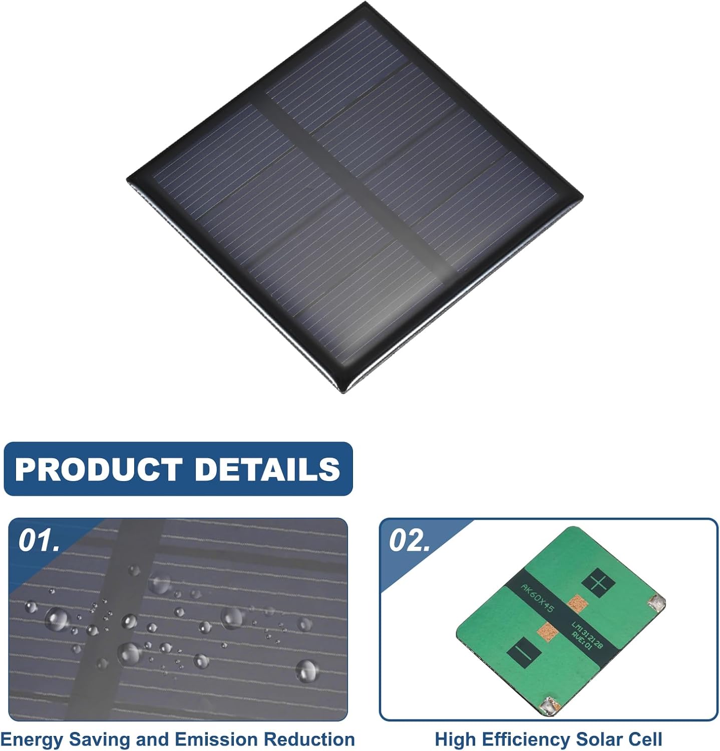 MECCANIXITY 10PCS 2V 0.08W 0.04A Mini Solar Panels for Solar Power, Small Solar Photovoltaic Cells Charge DIY Electric Toy Materials Solar System Kits, 1.57" x 1.57"
