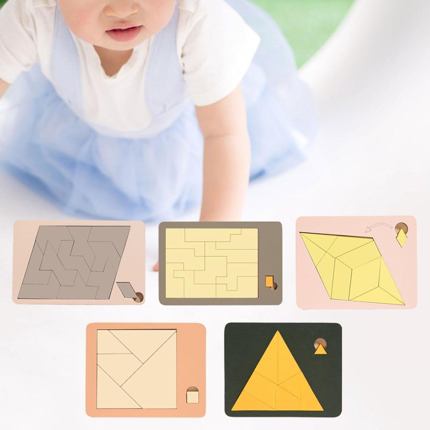 5Pcs Tangram Puzzle Toys Stem Shape Puzzles Classic Brain Teasers Toy
