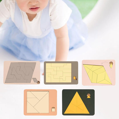 5Pcs Tangram Puzzle Toys Stem Shape Puzzles Classic Brain Teasers Toy