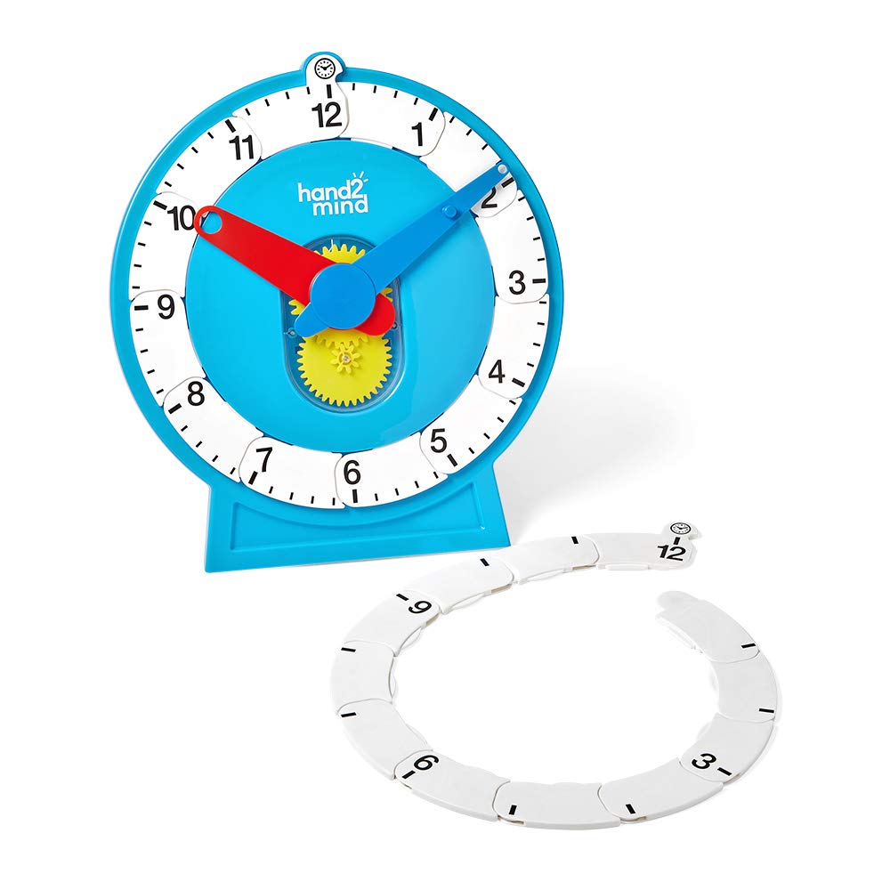 hand2mind Advanced NumberLine Clock, Learn to Tell Time, Analog Clock for Kids Learning, Number Line for Kids, Teaching to Tell Time, Math Manipulatives (Set of 1)