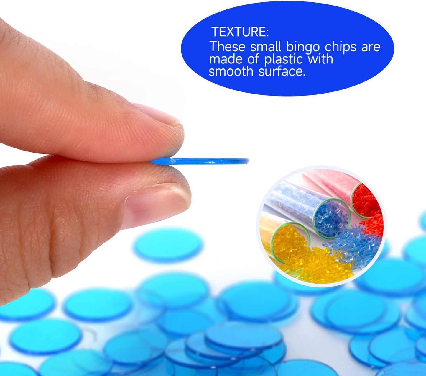 GSE Games & Sports Expert Blue Bingo Chips, 500 Pieces 3/4-Inch High-Contrast Transparent Counting Chips for Bingo Games, Parties