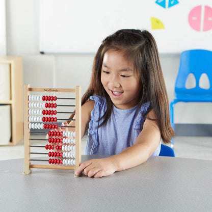 hand2mind Mini 100-Bead Wooden Rekenrek Abacus, Abacus for Kids Math, Wooden Counting Math Manipulatives, Bead Counters for Kids Math, Learn Counting and Numbers, Homeschool Supplies (Set of 1)