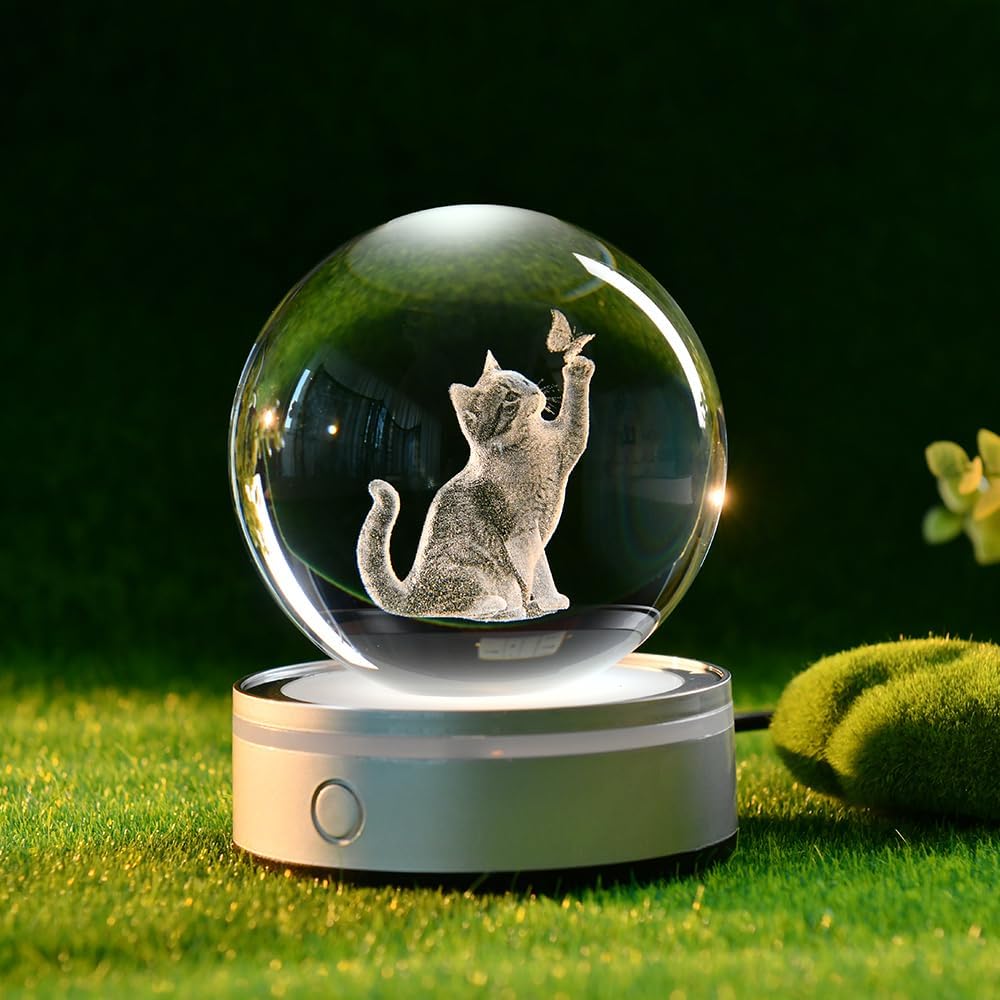 3D Solar System Crystal Ball Universe Glass Ball Space Astronomy Gift Planets Model Science Astrophysics Gifts Solar System Night Light Glass Globe Decor with 12 Colorful Modes Light Base