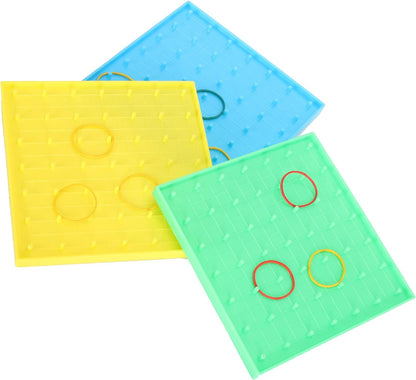 GLOGLOW Mathematical Manipulative Material Array Block Geo Board, Plastic Nail Board Toys for Kids with Rubber Bands, STEM Activity for Fine Motor Skills and Learning 5.3 X 5.3