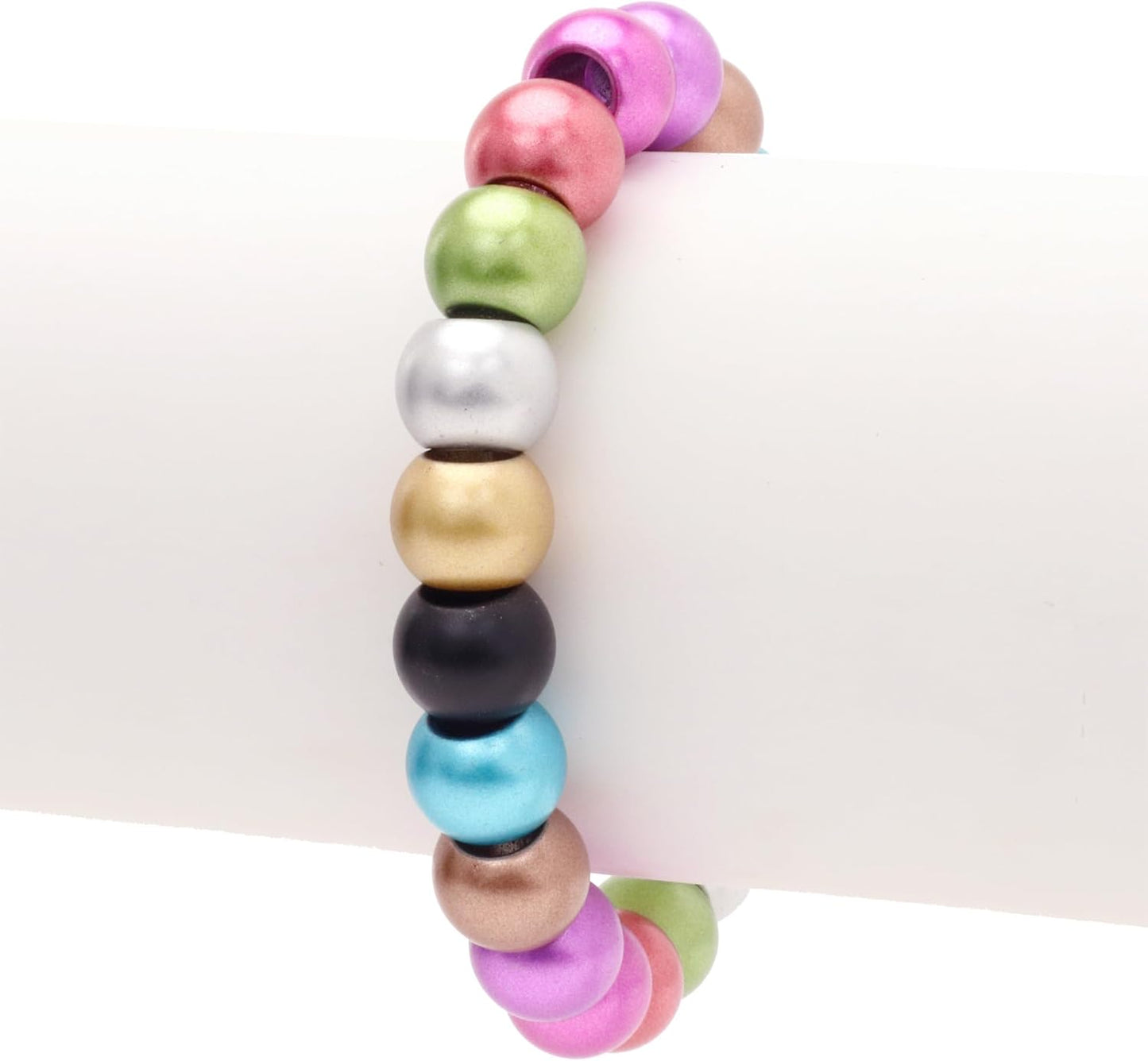 300 Acrylic Large Hole Beads for Crafts and for Hair 10mm x 12mm Acrylic Barrel Beads with 5.7mm Large Hole, Glossy Primary Assortment