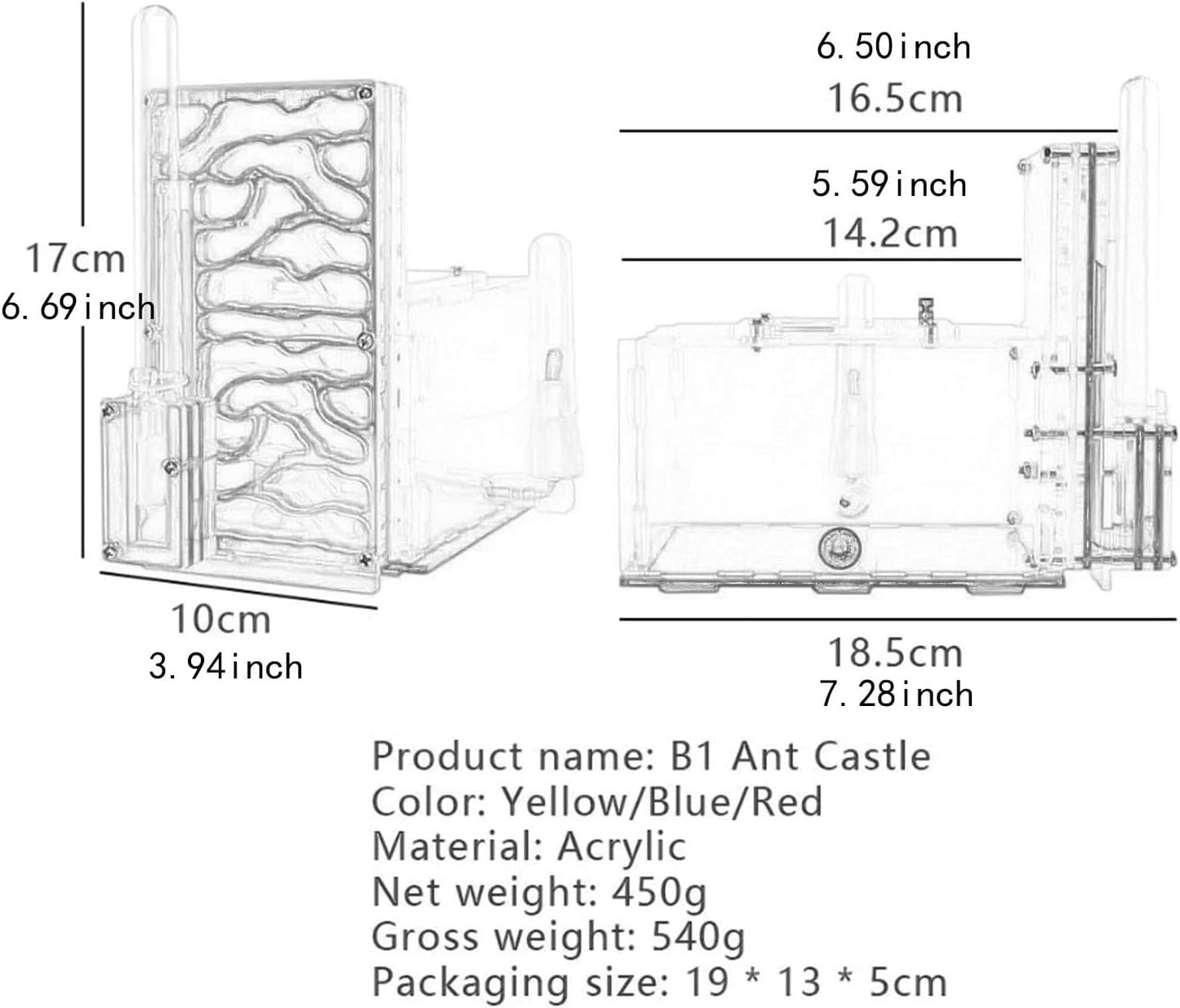 ANT Housing Nest Habitat Transparent Acrylic with Feeder ANT Farm Display Box for Gift Lovers Birthday Decor Children's Day- Yellow