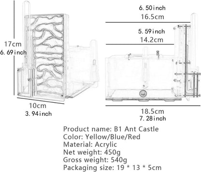ANT Housing Nest Habitat Transparent Acrylic with Feeder ANT Farm Display Box for Gift Lovers Birthday Decor Children's Day- Yellow