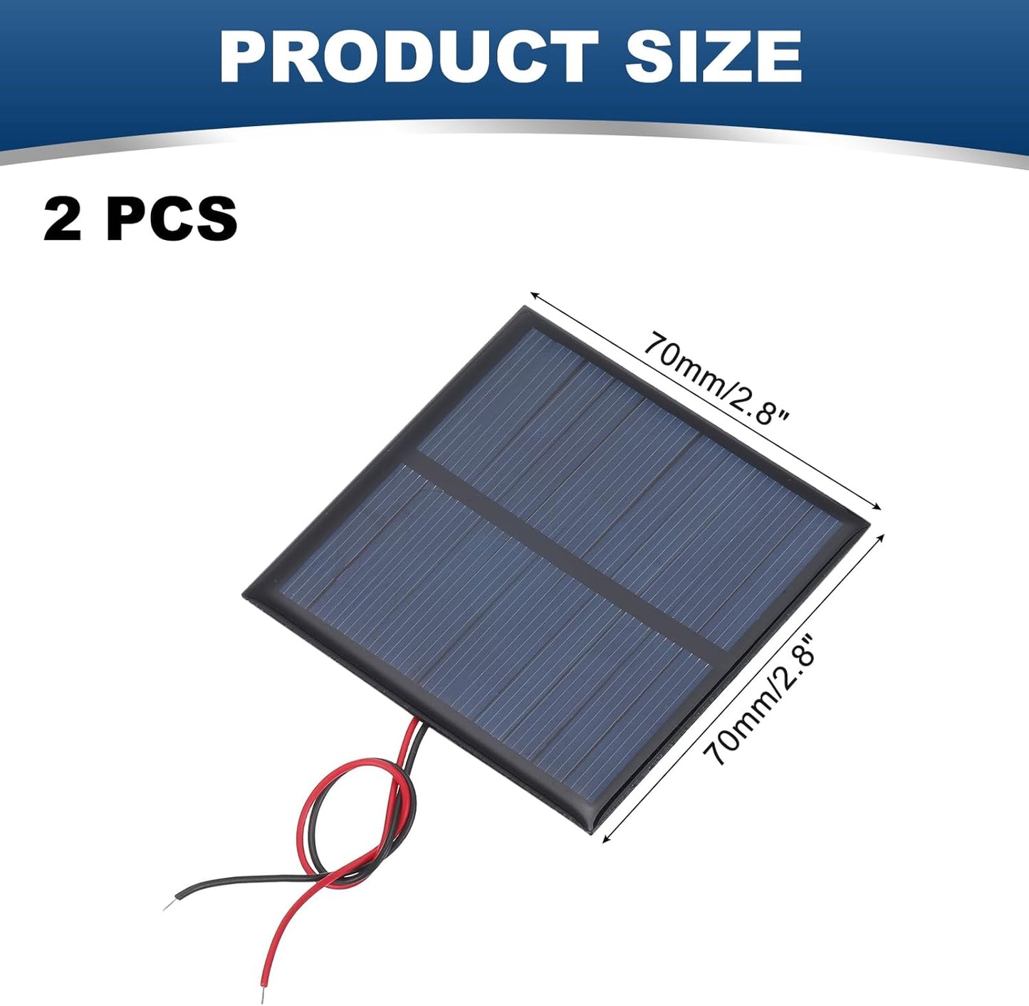 MECCANIXITY 2 Pcs 5.5V 0.44W 70mA Mini Solar Panels, Small Polycrystalline Solar Cell Panel with 2 Cable for DIY Electric Toy Materials Kits Charger, 60mm x 60mm