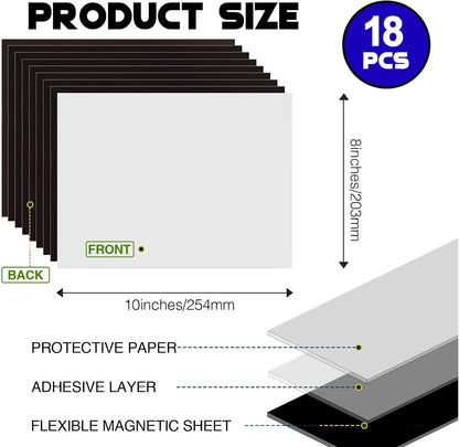 Adhesive Magnetic Sheets for Letter Size 8.5x11 (Pack of 8),Magnet Sheets with Self-Stick Adhesive for Home/Classroom/Office,Easy Cut DIY Paper Craft Magnet