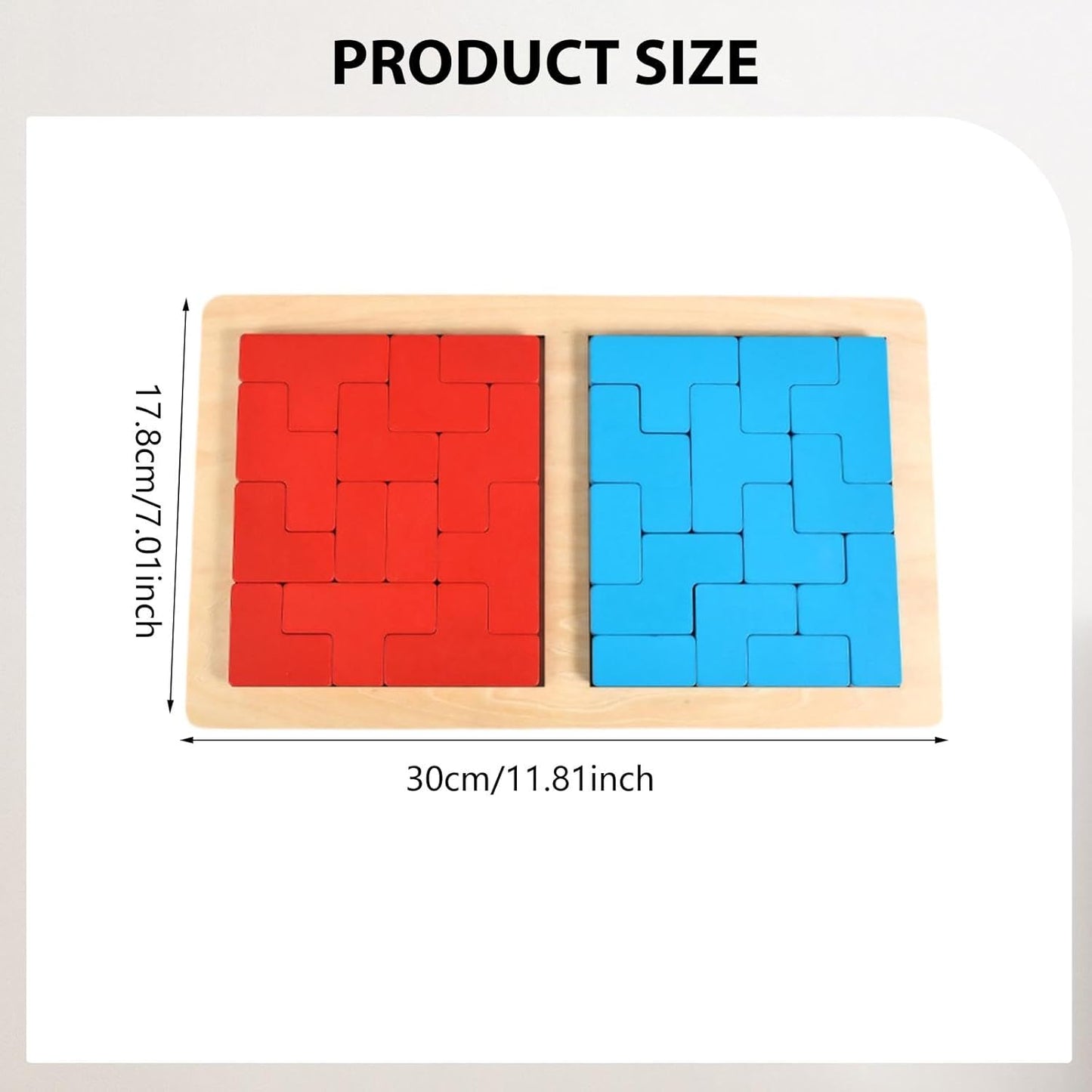 Generic Wooden Puzzle Pattern Blocks, 3D Russian Building Toy, Wood Tangram Shape Jigsaw Puzzle Brain Teasers Toy