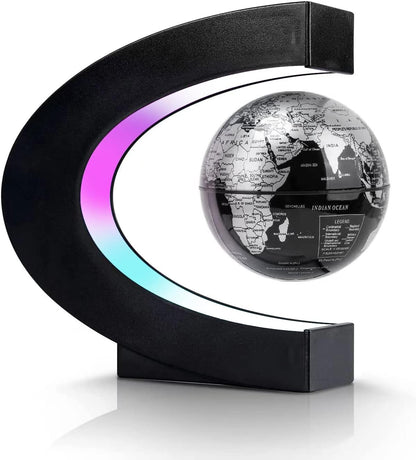 Flagest Magnetic Levitation Floating Globe, Levitating C Shape Globe with LED Lights for Education Home Office Desk Bookshelf Decor, Holiday Anniversary Creative Gift(3.3 Inches)