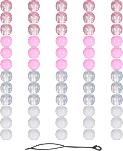 Hair Beads for Girls Hair 60pcs Acrylic Pony Hair Bead Bulk for Braids Dreadlock Beads for Kids Hair Bracelets Crafts(Pink)
