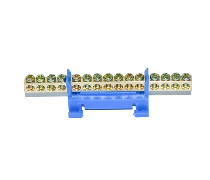 10 Positions Terminal Bus Bar Block 6 Pack Brass Wire Screw for Car Boat Marine Ground Power Distribution Grounding Electrical Bars Strip Block for 12V-110V, Blue