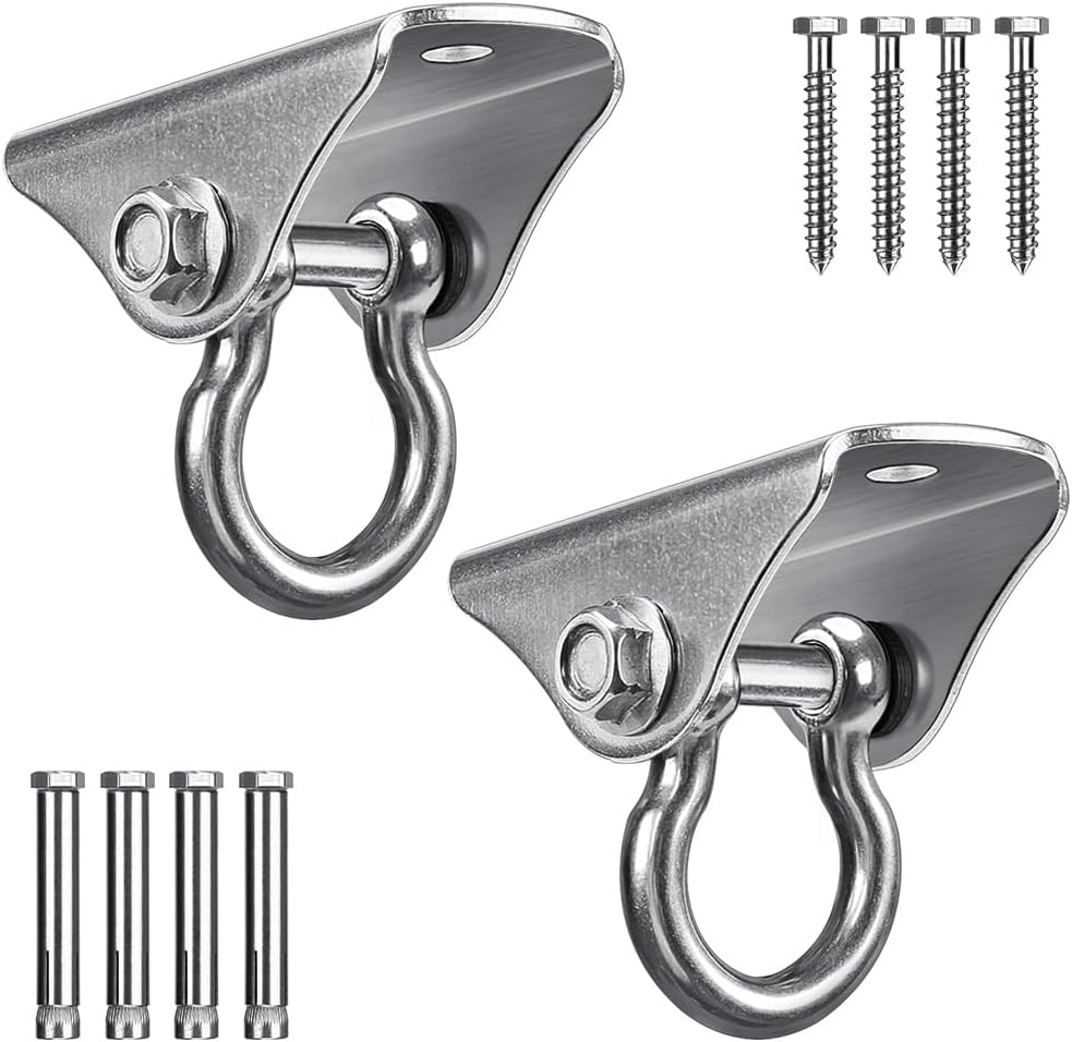 SELEWARE Anti-Squeaking Swing Hanger Stainless Steel Swing Set Hook Ceiling Mount Bracket for Hammock Chair Toddler Swing Yoga Swing Punching Bag 2 Packs