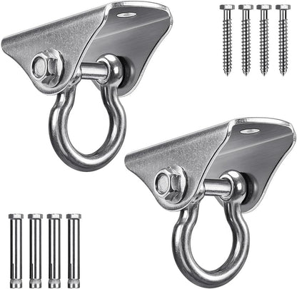 SELEWARE Anti-Squeaking Swing Hanger Stainless Steel Swing Set Hook Ceiling Mount Bracket for Hammock Chair Toddler Swing Yoga Swing Punching Bag 2 Packs