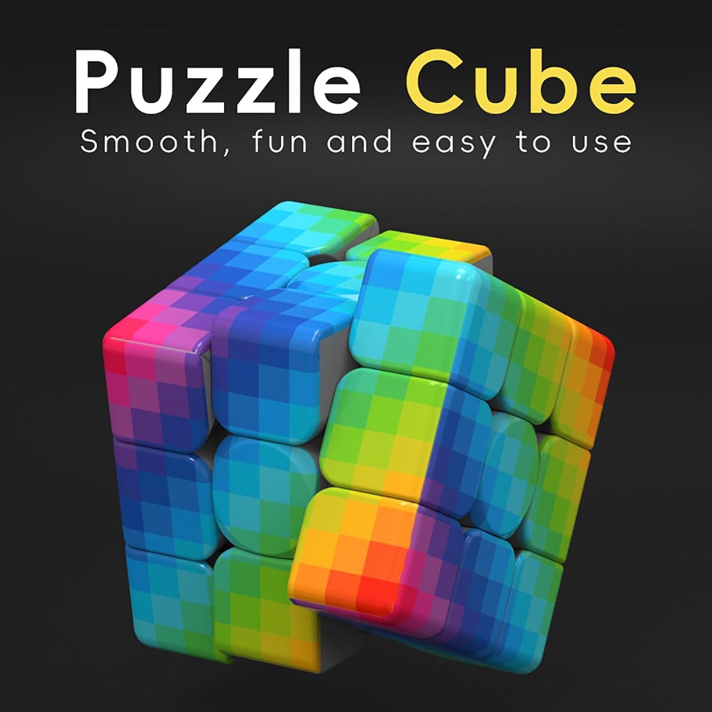 Gradient 3x3 Speed Cube, UV Printing Cube Magic Cube Educational Puzzles Toys for Kids,Beginners and Adults (Stickerless) Blue-PIink-Blue