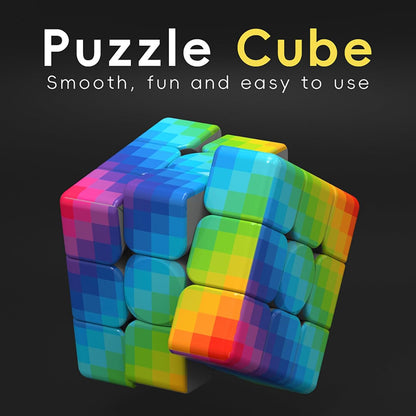 Gradient 3x3 Speed Cube, UV Printing Cube Magic Cube Educational Puzzles Toys for Kids,Beginners and Adults (Stickerless) Blue-PIink-Blue