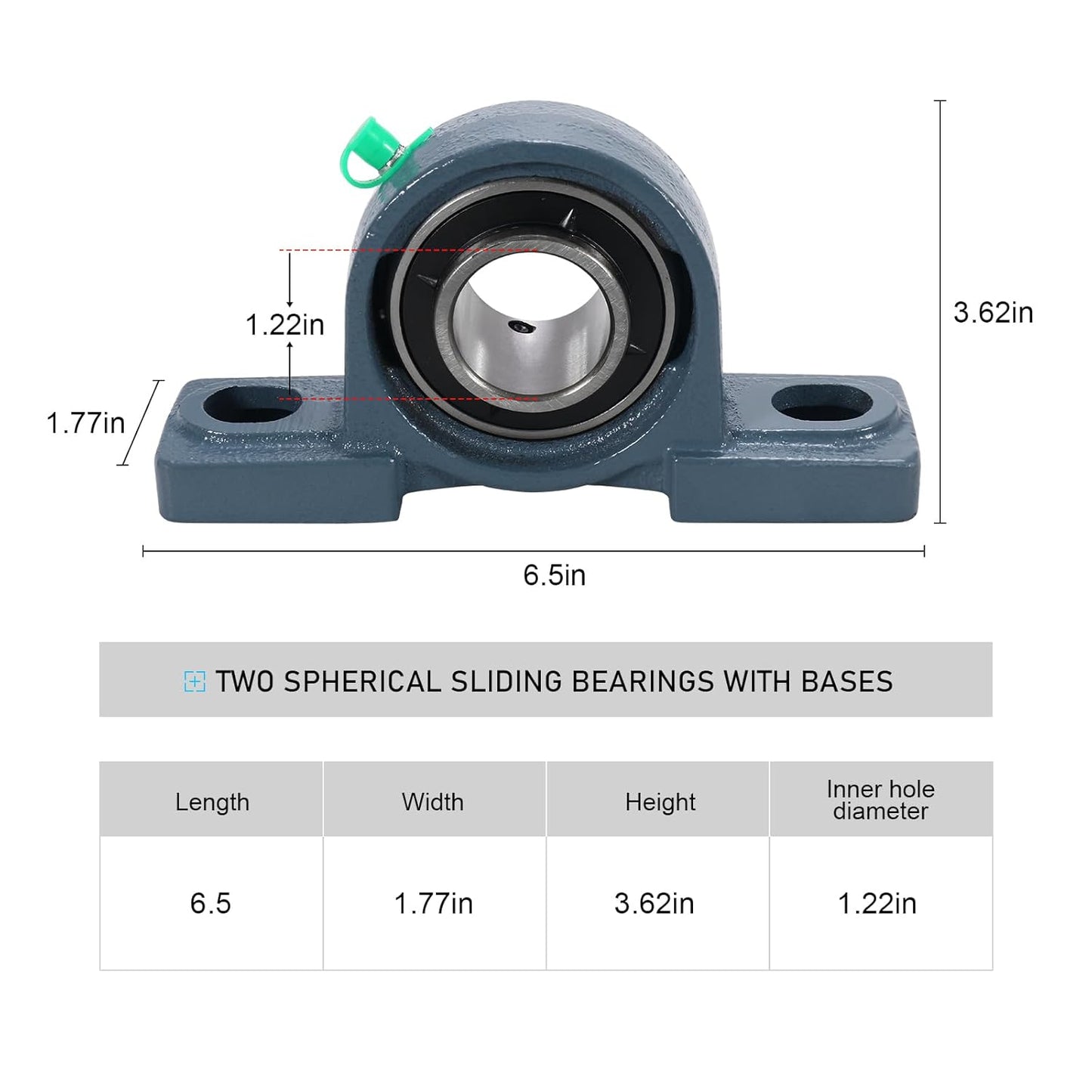 UCP202-10 Pillow Block Bearing,5/8" Bore Mounted Pillow Bearing Cast Iron Base -Self Aligning Chrome Bearing,2 Pcs