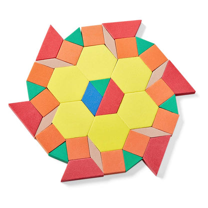 hand2mind Foam Pattern Blocks, Geometric Shapes for Kids, Pattern Play, Toddler Pattern Blocks, Learning Shapes for Kindergarten, 3D Shapes Manipulatives, Sorting Math Blocks (Set of 1,250)
