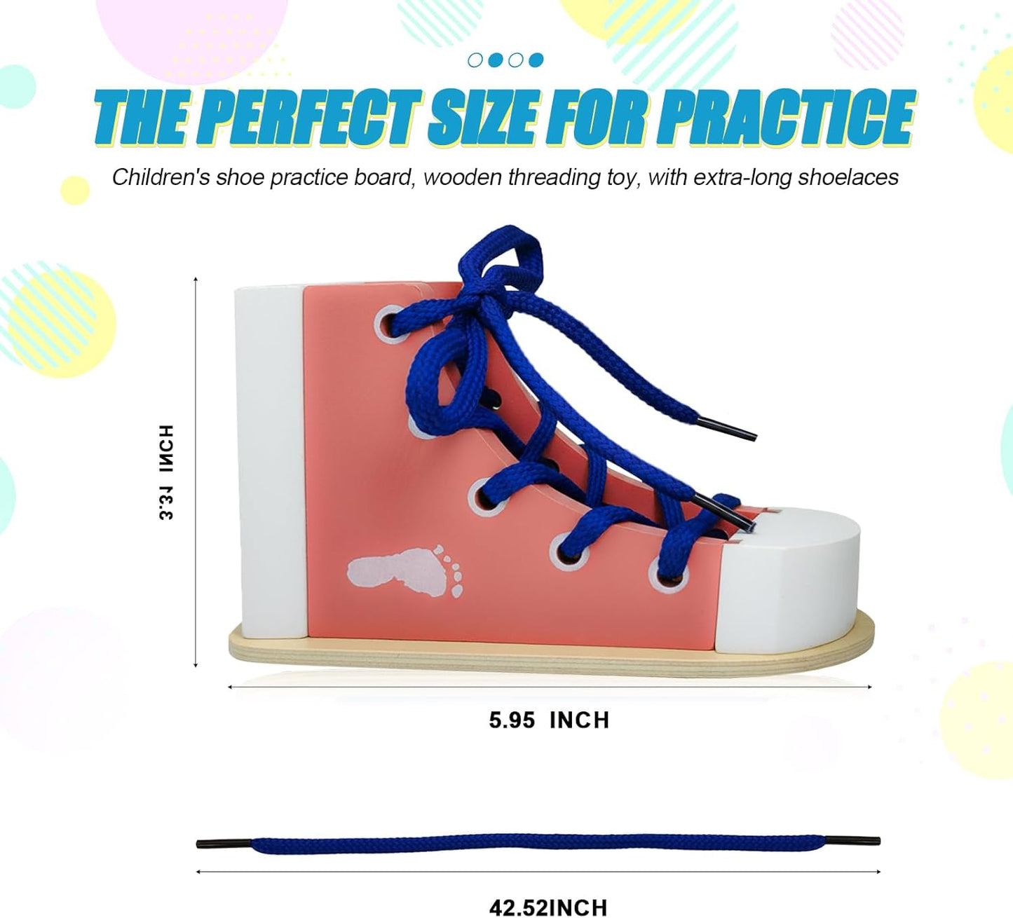 Learn to Tie Shoes for Kids, Wooden Lacing Sneaker Toy,Montessori Educational Toy for Toddlers Ages 4-8