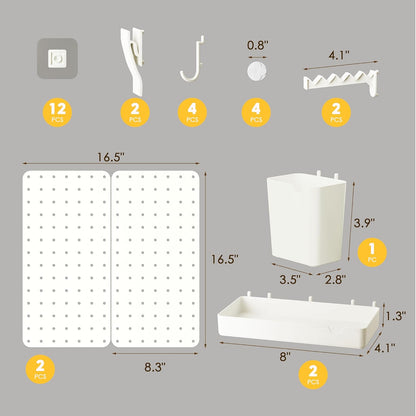 Pegboard Combination Kit - Pegboards and Accessories Modular Hanging for Wall Organizer, Crafts Organization, Ornaments Display, Nursery Storage, Peg Board