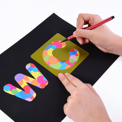 TecUnite 26 Pieces Alphabet Stencils Set Plastic Letter Stencils for Painting Learning, DIY Craft Decoration (6 x 6 Inches)