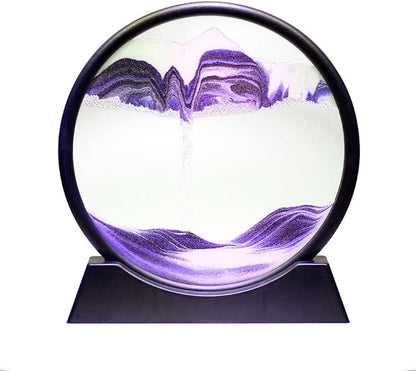 Arthink Moving Sand Art Picture in Motion Round Glass 3D Deep Sea Landscape, Dynamic Sand Art Sandscapes, Sensory Relaxing Desktop