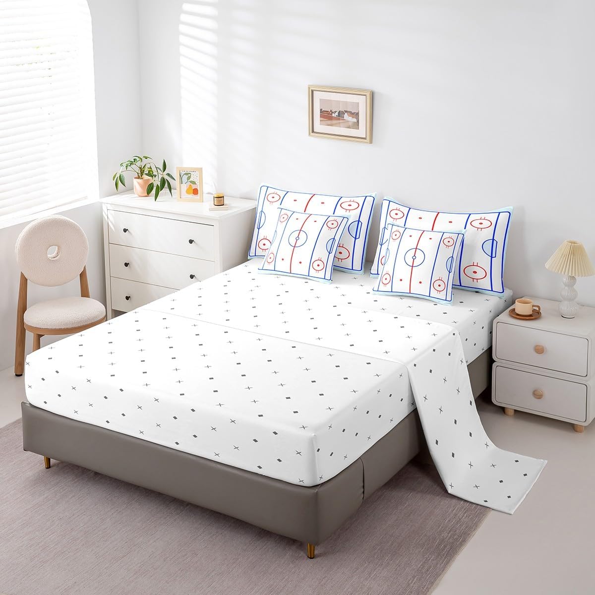 Erosebridal Chemistry Comforter Set with Sheets Full Size Periodic Table of Elements Bed in A Bag 7 Piece Science Chemistry Lovers Bedding Set for Kids Boys Children Bedroom Modern Black Bed Sets