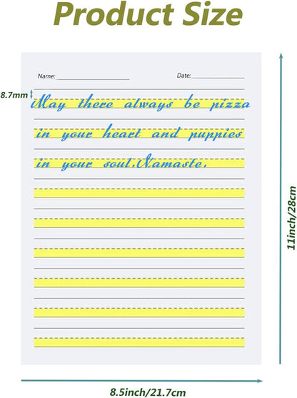 Write Beginner Paper Level 1, Writing Paper with Lines and Yellow Highlighted Practice Writing Papers for Kids Proper Letter Positioning, 100gsm Paper, 11 x 8.5'', 100 Sheets