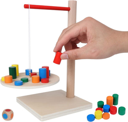 GOTHINK Wooden Balancing Pendulum Game, 42PCS Montessori Balancing Toys for Kids and Adults, Interactive Educational Toy for Children's Gift, Perfect for Parties & Travel