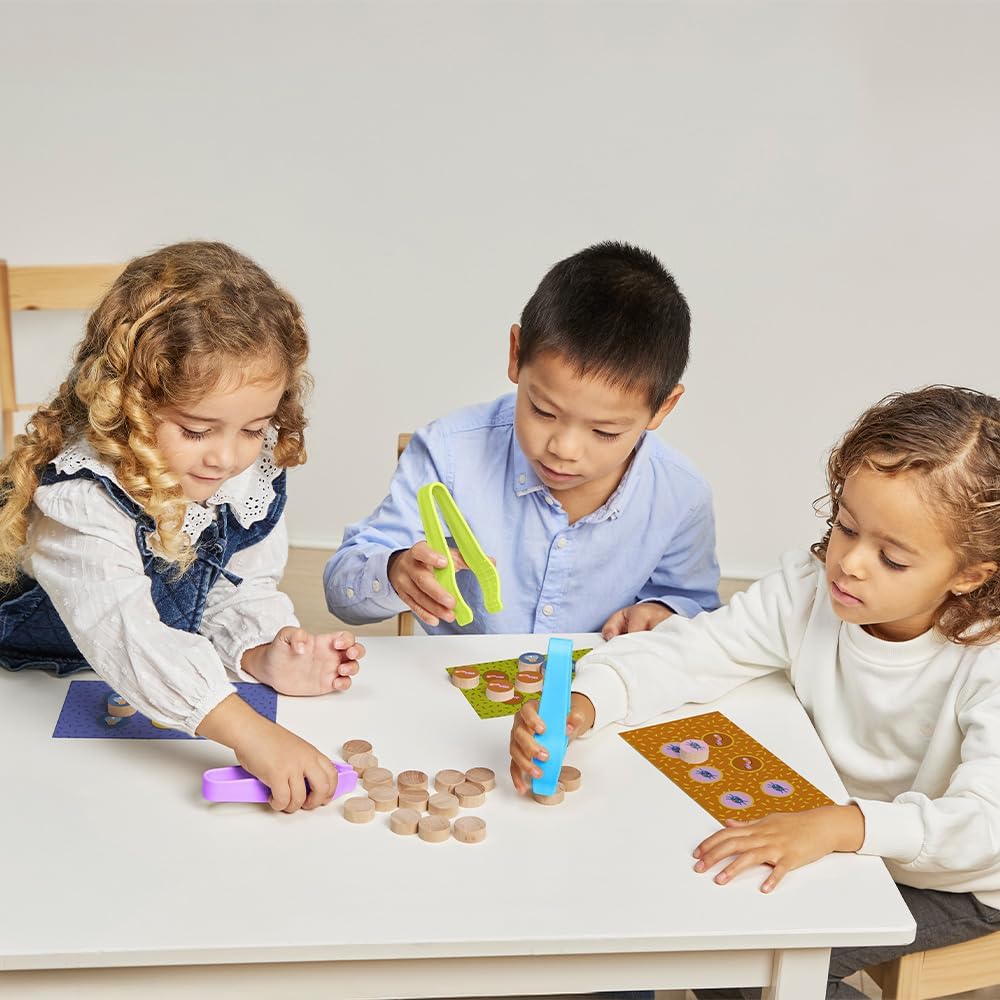 Miniland Board Game for Kids +5, Develops Fine Motor Skills, Come with Wooden Bugs, Tweezers and Game Boards, Children Memory and Pincer Grasp | Catch The Bug