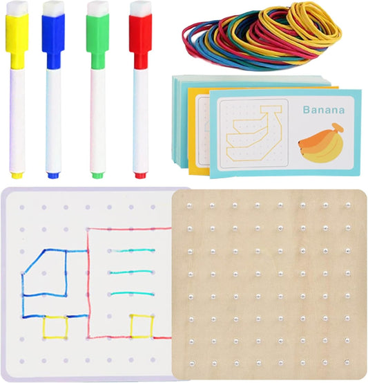 Rubber Band Board, Education Toys for Kids, Math Manipulative Education for Kids with Challenge Cards for Creating Geometric Shapes, STEM
