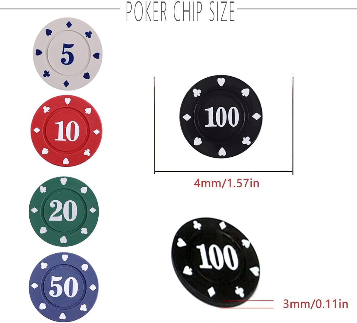 IXIGER 300Pcs Poker Chips, Plastic Casino Chips Set with Black Velvet Pouch Bag, Bulk Clay Fichas de Poker for Blackjack, Math Counting Chips, Texas Hold'em, Night Poker Games