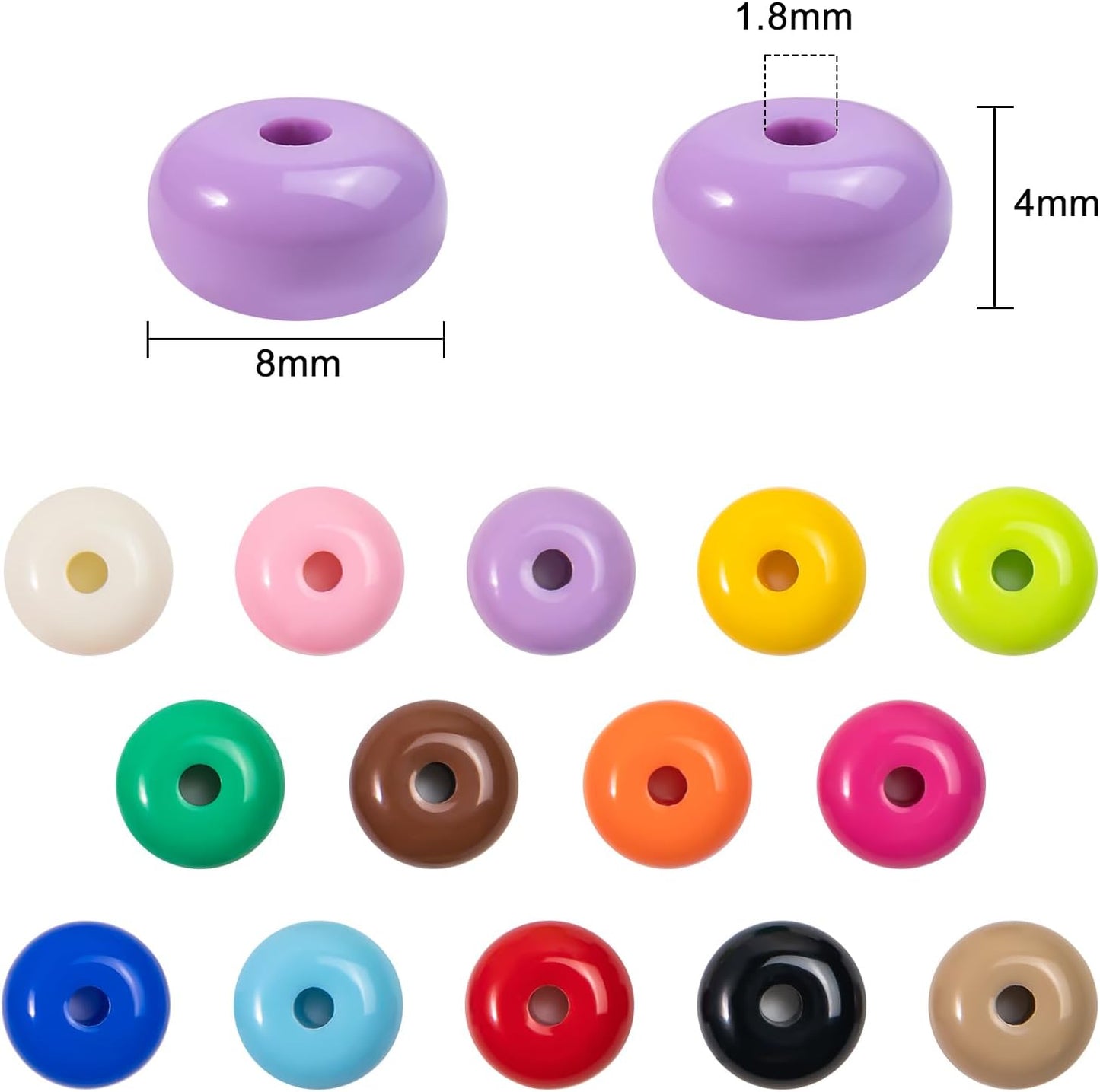 500PCS 8mm Acrylic Lentil Beads, White Abacus Beads Loose Beads for Crafts, Acrylic Spacer Beads for Jewelry Bracelet Necklace Making, Beads for Pens Charms Crafts, Small