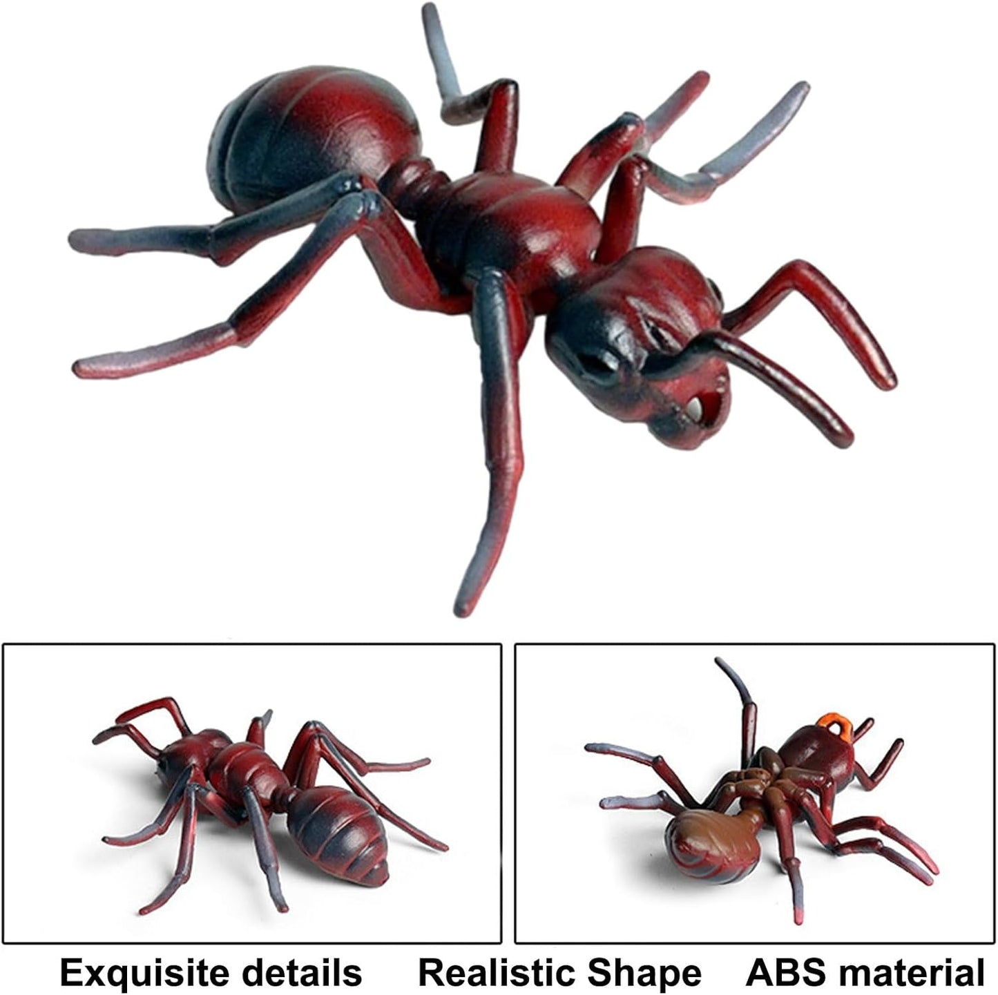 Realistic Animal Figures Red Ant Figurines Insect Toy, Science Project, Cake Topper, Early Educational Toys Birthday for Toddlers Kids Age 3 4 5