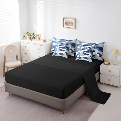 Erosebridal Chemistry Comforter Set with Sheets Full Size Periodic Table of Elements Bed in A Bag 7 Piece Science Chemistry Lovers Bedding Set for Kids Boys Children Bedroom Modern Black Bed Sets