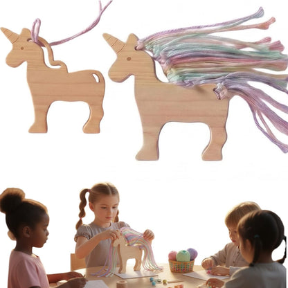 Eray Wooden Unicorn Lacing Montessori braiding Toys for Kids DIY Toy Plane Activities Car Travel Toy Educational Learning Threading for Fine Motor Skills